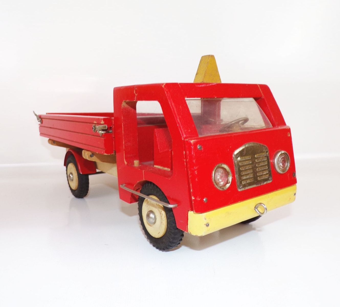 Pewesti Laster LKW mit Anhänger Rot DDR Holzspielzeug Pewesti Laster LKW mit Anhänger Rot DDR Holzspielzeug