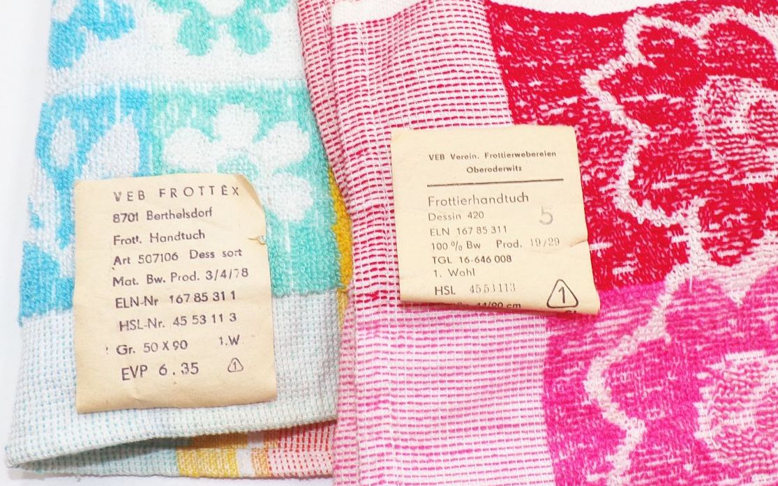 Frottee Handtuch 2 Stück DDR Bunt Vintage Frottee Handtuch 2 Stück DDR Bunt Vintage