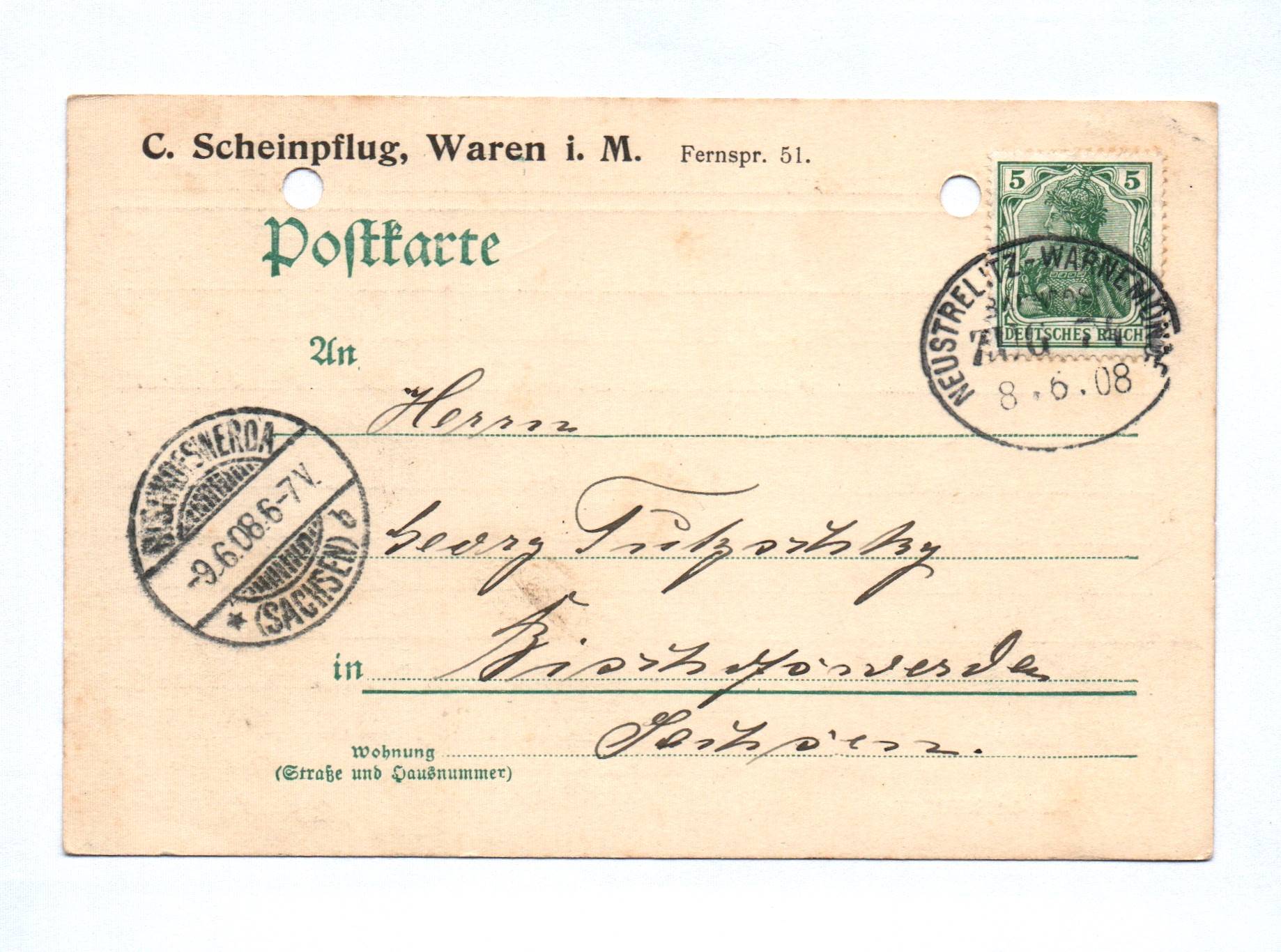 3x Bahnpost Waren Müritz Postkarte 1906
