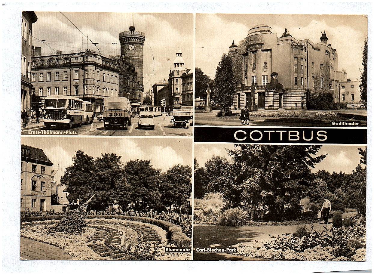 Ak Cottbus Ernst Thälmann Platz Stadttheater Blumenuhr Carl Blechen Park DDR 1969 Ak Cottbus Ernst Thälmann Platz Stadttheater Blumenuhr Carl Blechen Park DDR 1969