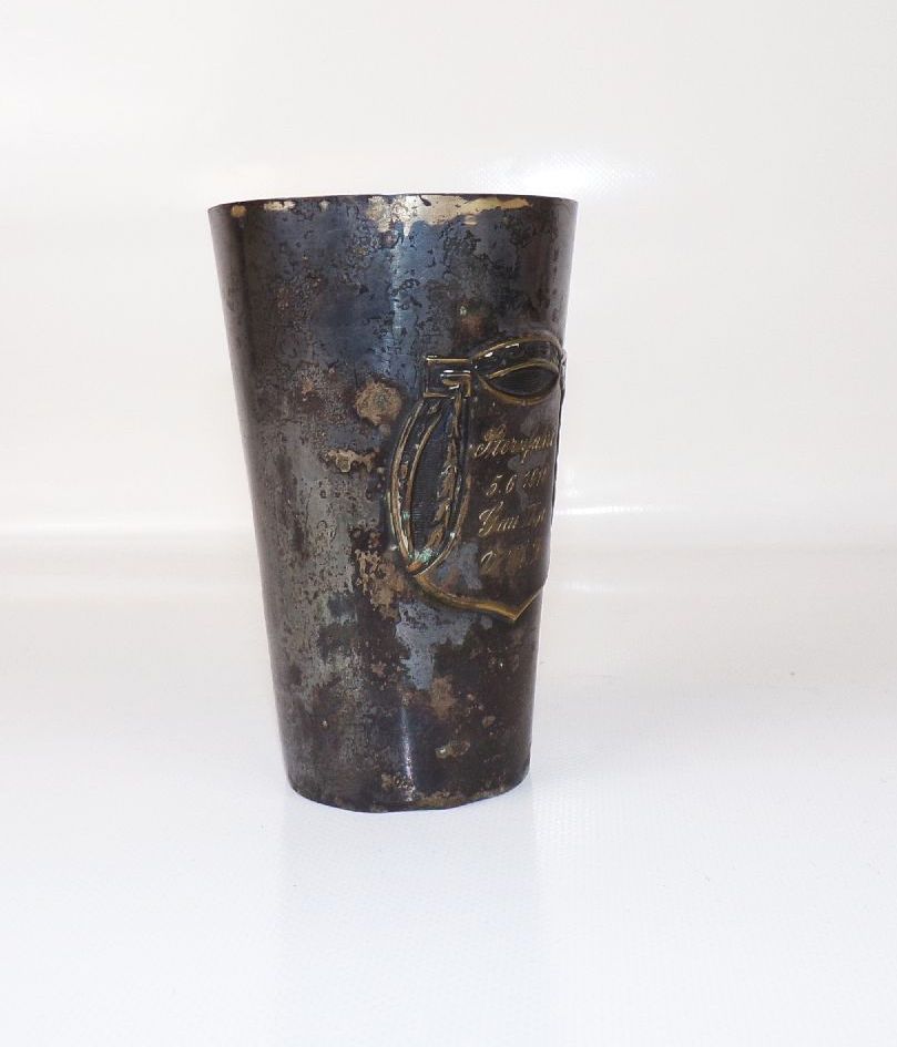 Alter Becher Sternfahrt Gau II a 1910 Automobil versilbert Jugendstil Alter Becher Sternfahrt Gau II a 1910 Automobil versilbert Jugendstil