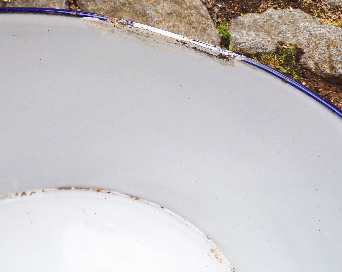 Alte Email Wanne Wabenmuster Netzdekor Blau Weiß Behälter Pfanzgefäß Alte Email Wanne Wabenmuster Netzdekor Blau Weiß Behälter Pfanzgefäß