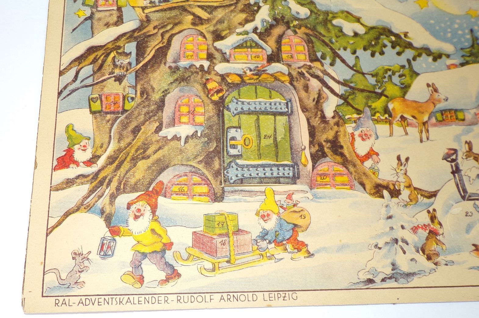 Alter Adventskalender Herbert Zeise 1947 Rudolf Arnold Leipzig Zwerge Wichtel 
