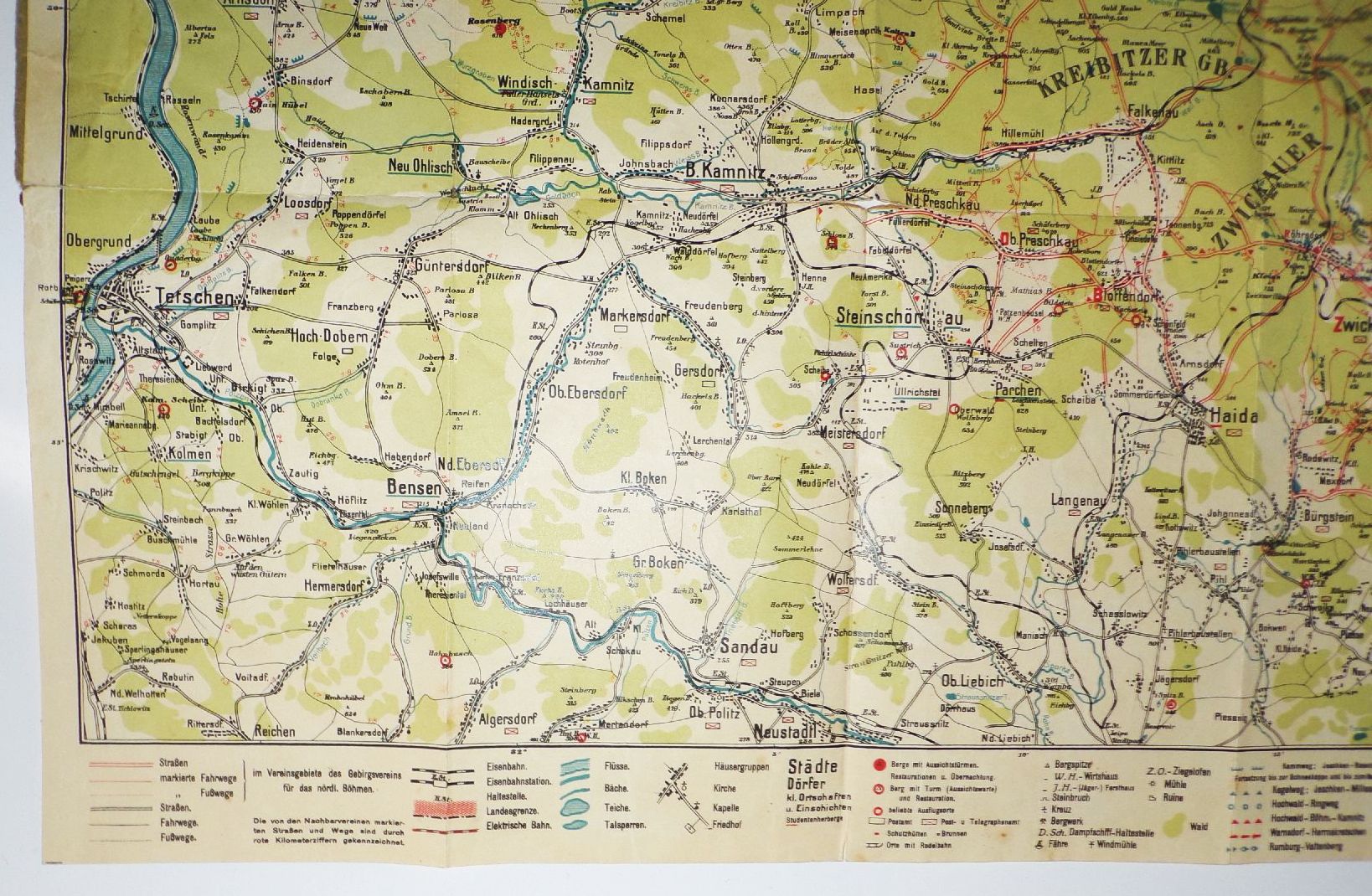 Wanderkarte durch Nordböhmen Richter Gebirgsverein nördliches Böhmen 
