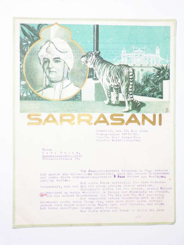 Konvolut Sarrasani Zirkus Briefköpfe 1933 bis 1941 Circus 