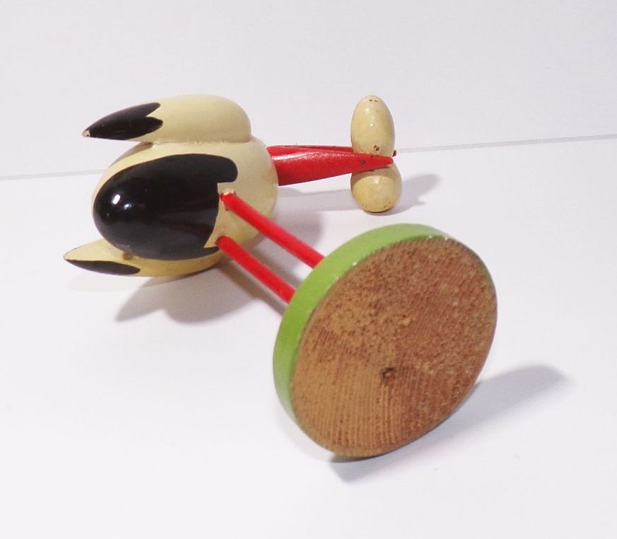 Alter Erzgebirge Klapperstorch Figur Storch Baby 