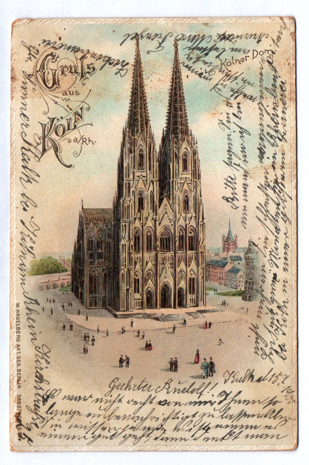 Litho Ak Gruß aus Köln 1900 geprägt