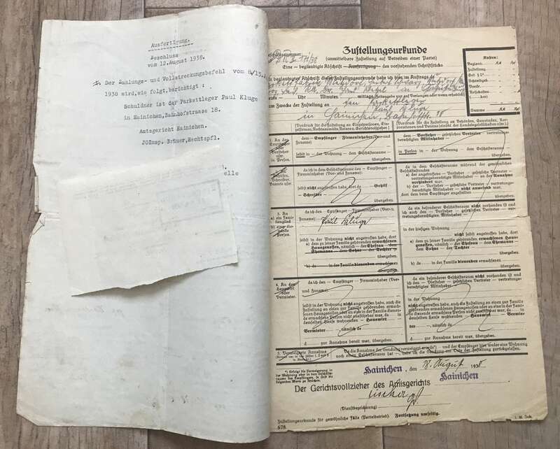 Altes Dokument Zahlungsbefehl 1938 DR Augustusburg Erzgebirge