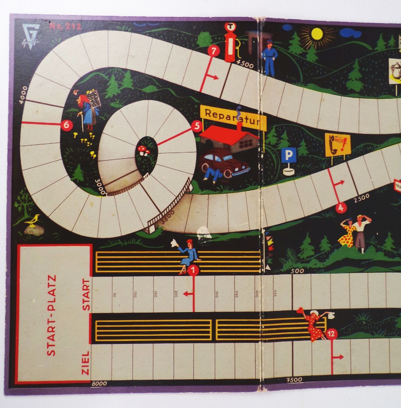 Gräfe Brettspiel Autorennen wie noch nie Würfelspiel um 1950 DDR Gräfe Brettspiel Autorennen wie noch nie Würfelspiel um 1950 DDR