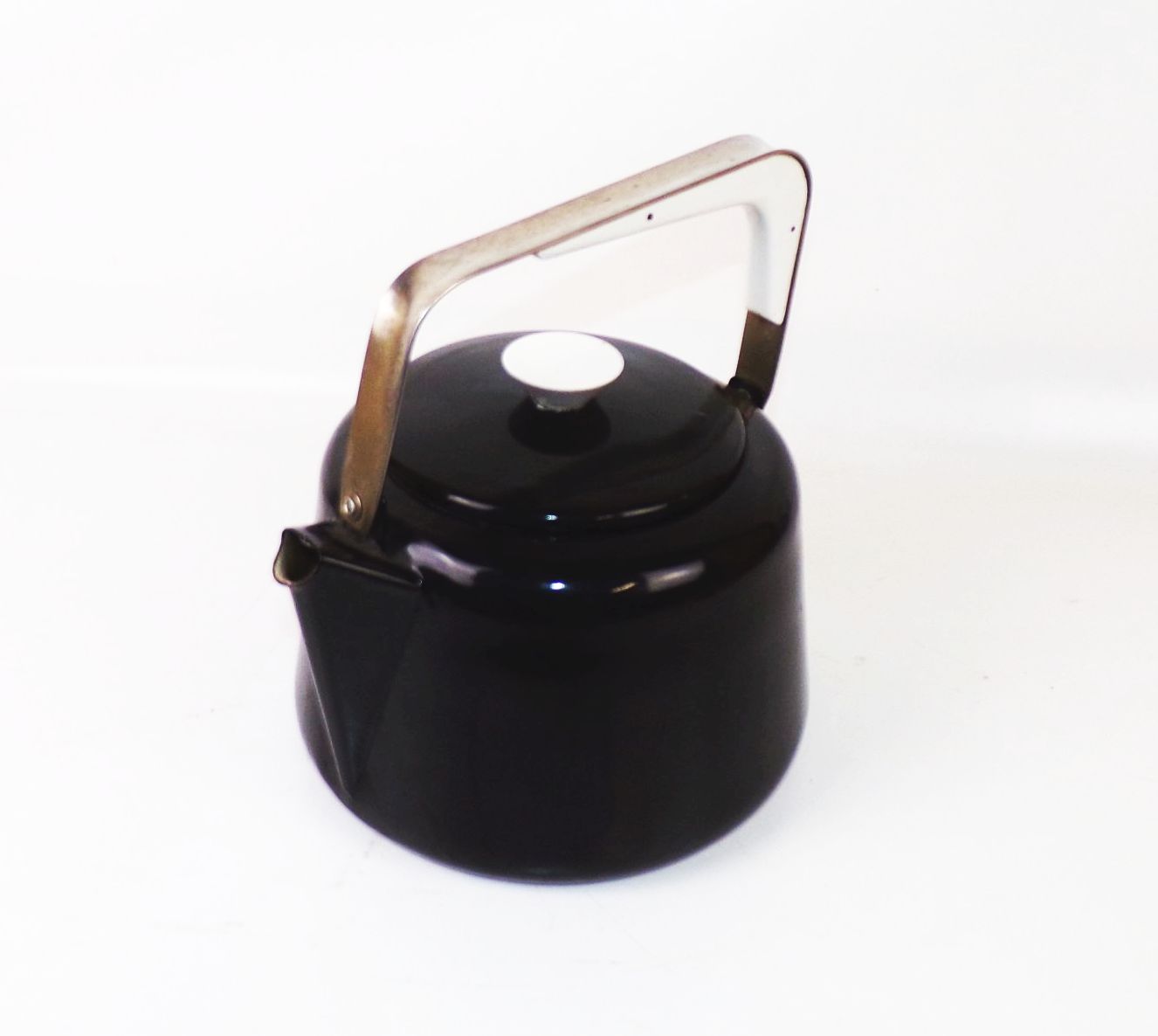 Alter Emaille Wasserkessel Teekessel Schwarz 