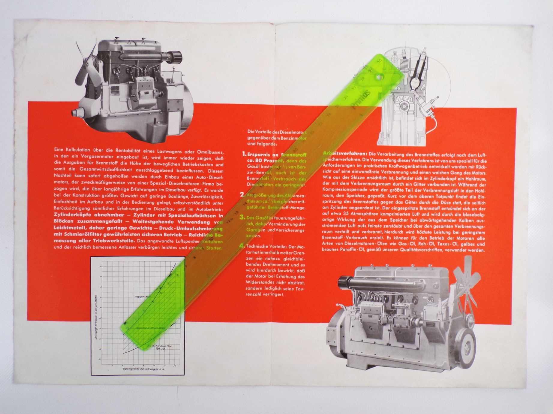 Werbe Prospekt MWM Diesel Motor Auto Dieselmotor um 1940 