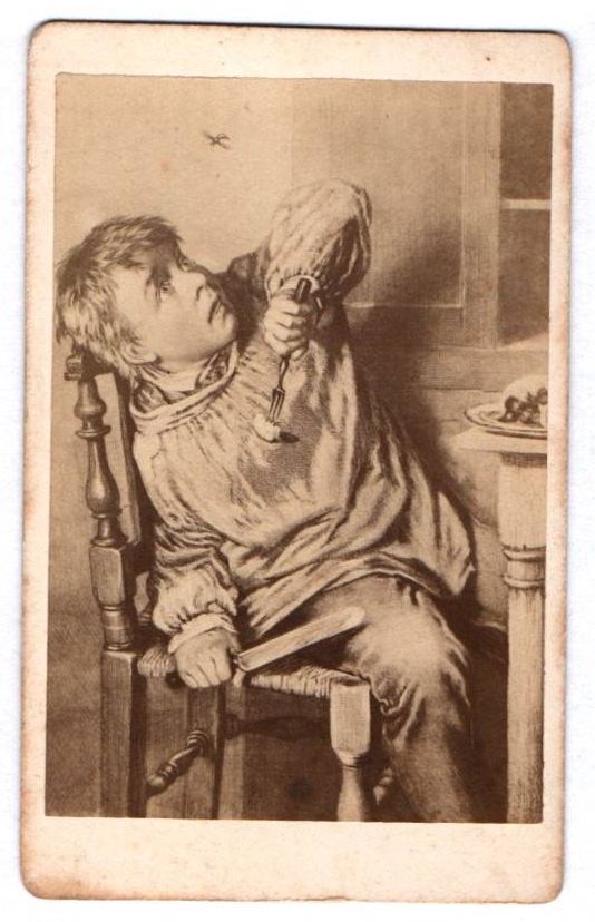 CDV Foto ängstlicher Bube Photographische Gesellschaft Berlin 1880er CDV Foto ängstlicher Bube Photographische Gesellschaft Berlin 1880er