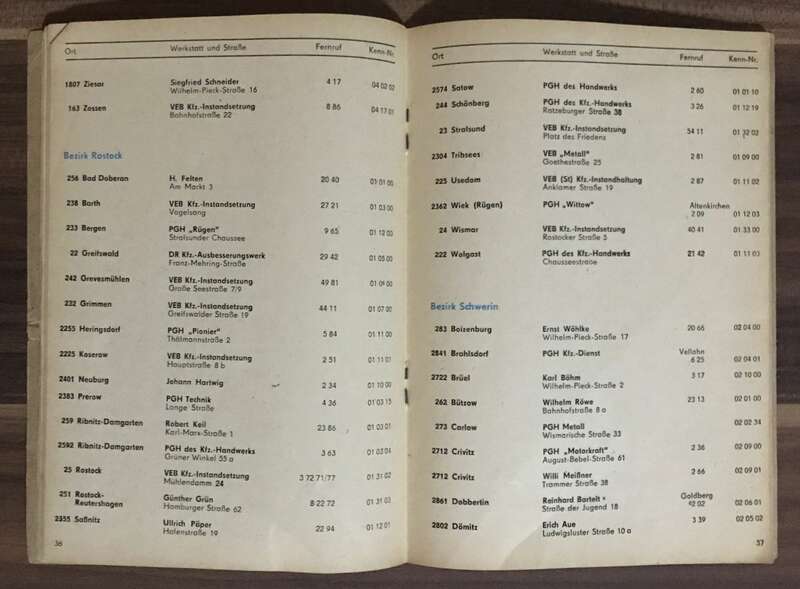 Heft VEB Sachsenring Automobilwerke Zwickau Trabant Vertragswerkstätten