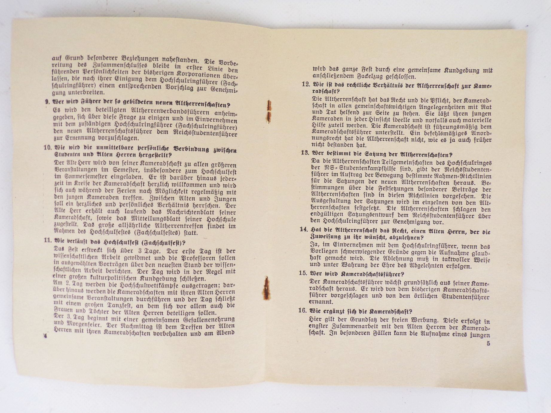 Merkblatt über die wichtigsten Fragen der NS Studenten Kampfhilfe Drittes Reich Dokument Merkblatt über die wichtigsten Fragen der NS Studenten Kampfhilfe Drittes Reich Dokument