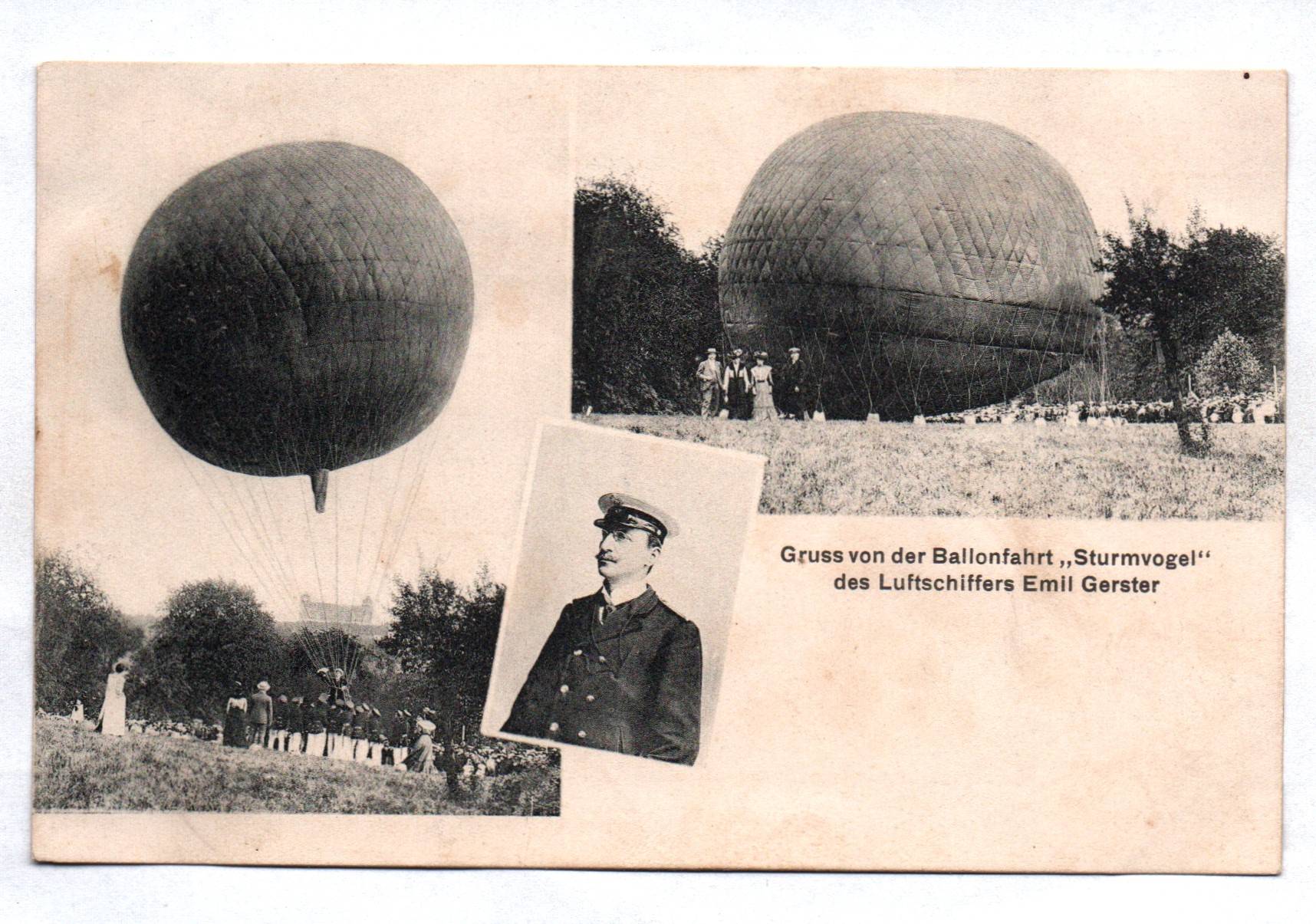 Ak Gruss von der Ballonfahrt Sturmvogel des Luftschiffers Emil Gerster 