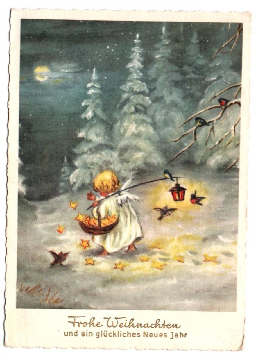Ak Engel mit Sternen und Laterne Weihnachten Neujahr 