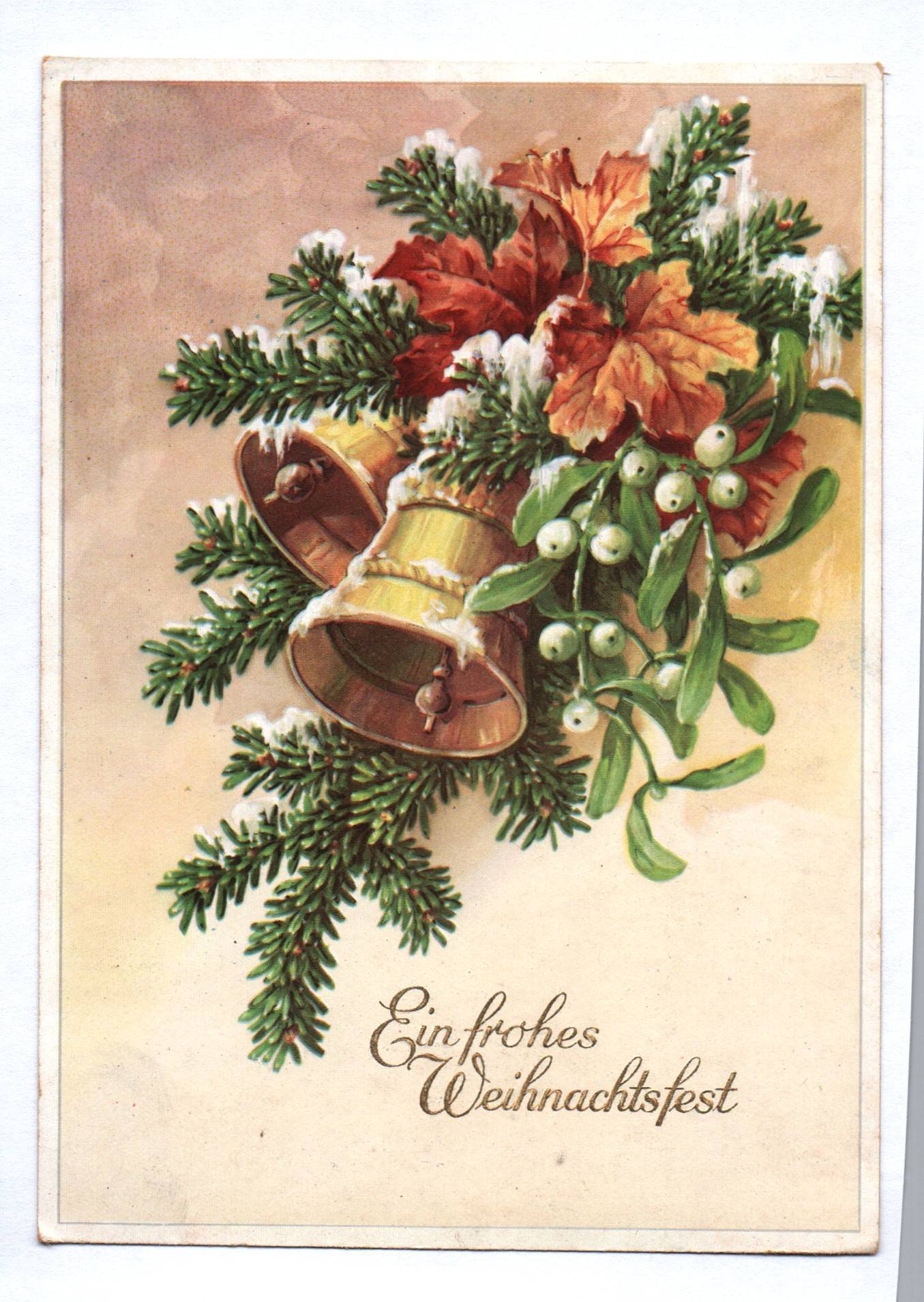 DDR Ansichtskarte Glocken Tannenzweige Weihnachten 1965 Kitsch