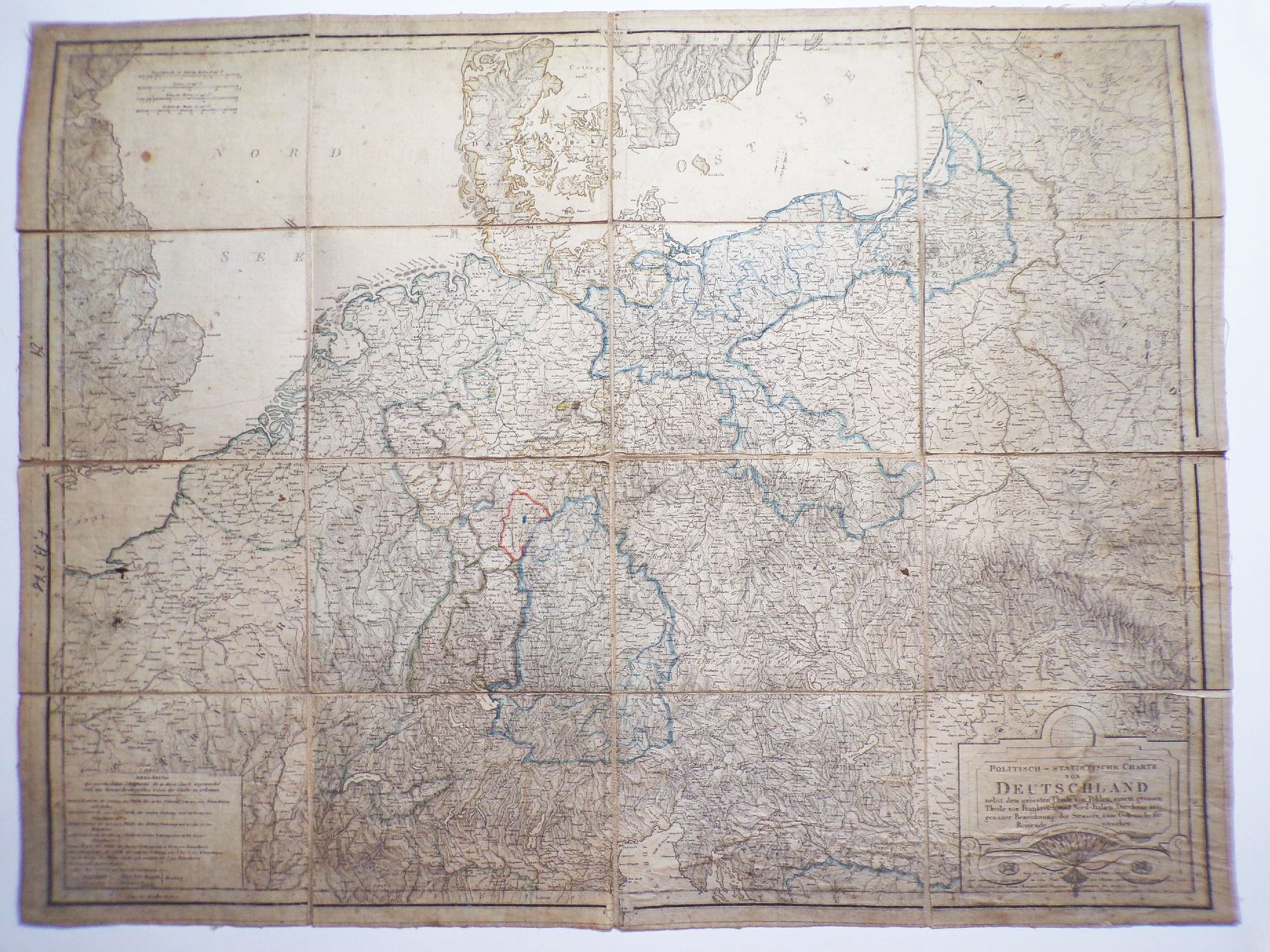 Landkarte Politisch Statistische Charte Champion und Baumann Leipzig um 1850