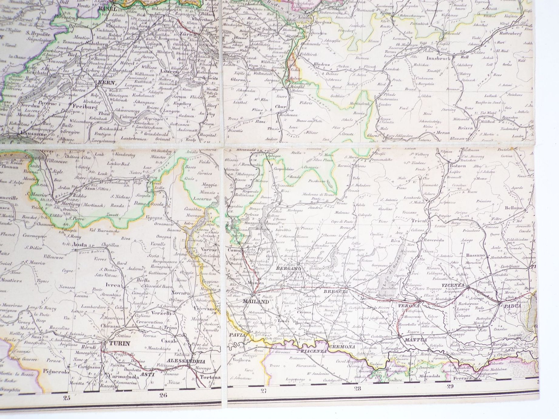 Reisekarte von Deutschland Leinen Landkarte um 1880 Grenzen koloriert Reisekarte von Deutschland Leinen Landkarte um 1880 Grenzen koloriert