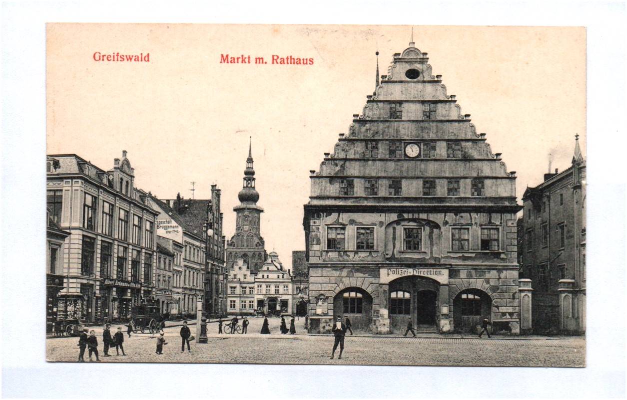 Ak Greifswald Markt mit Rathaus 