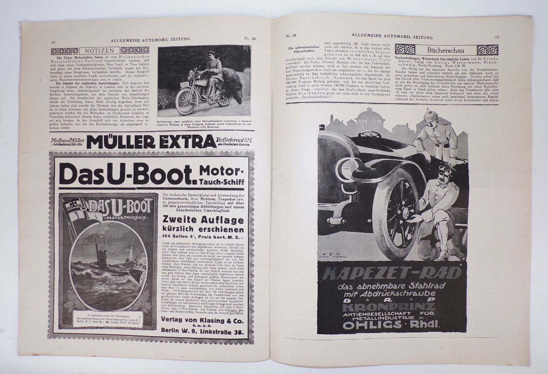 Allgemeine Automobil Zeitung Nr 28 von 1916 Oldtimer Allgemeine Automobil Zeitung Nr 28 von 1916 Oldtimer
