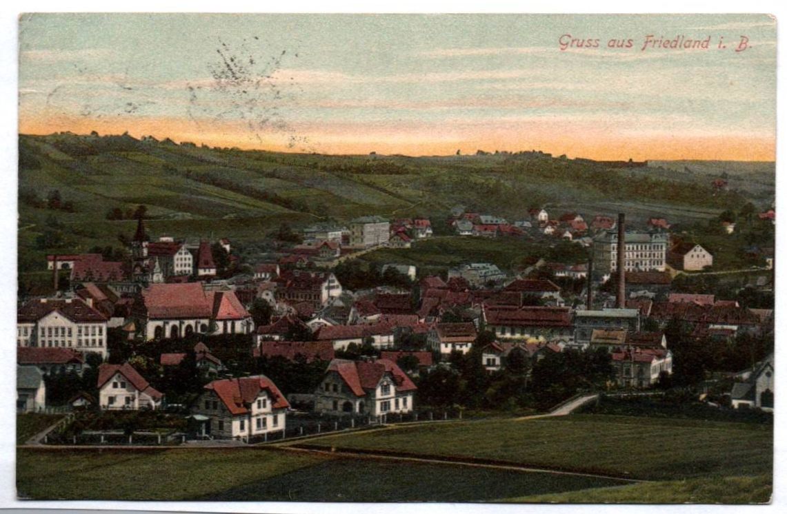 Ak Gruss aus Friedland in Böhmen 1908 Zweizeiler Stempel 