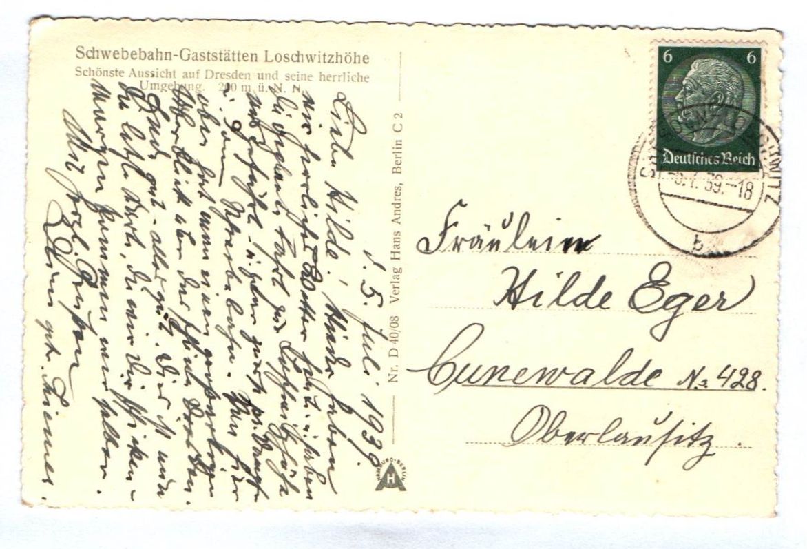 Ak Dresden Schwebebahn Gaststätten Loschwitzhöhe 1939 Ak Dresden Schwebebahn Gaststätten Loschwitzhöhe 1939