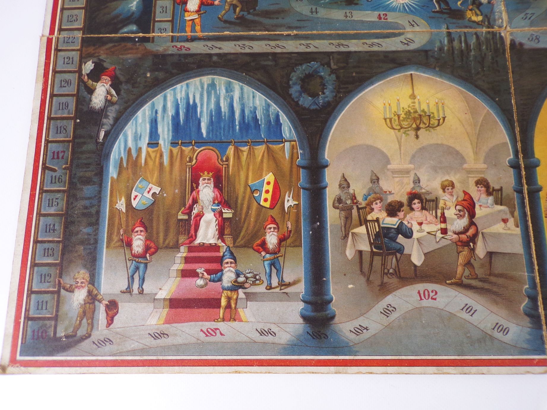 Altes Spielbrett Zwerge Gnome Laurin um 1900 Spielplan