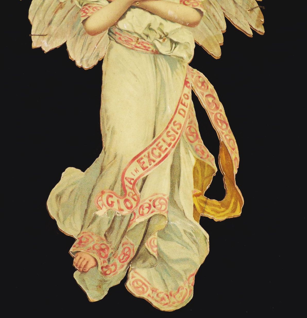 Alter Weihnachtsengel Oblate XL Christbaumschmuck um 1900 vintage scrap