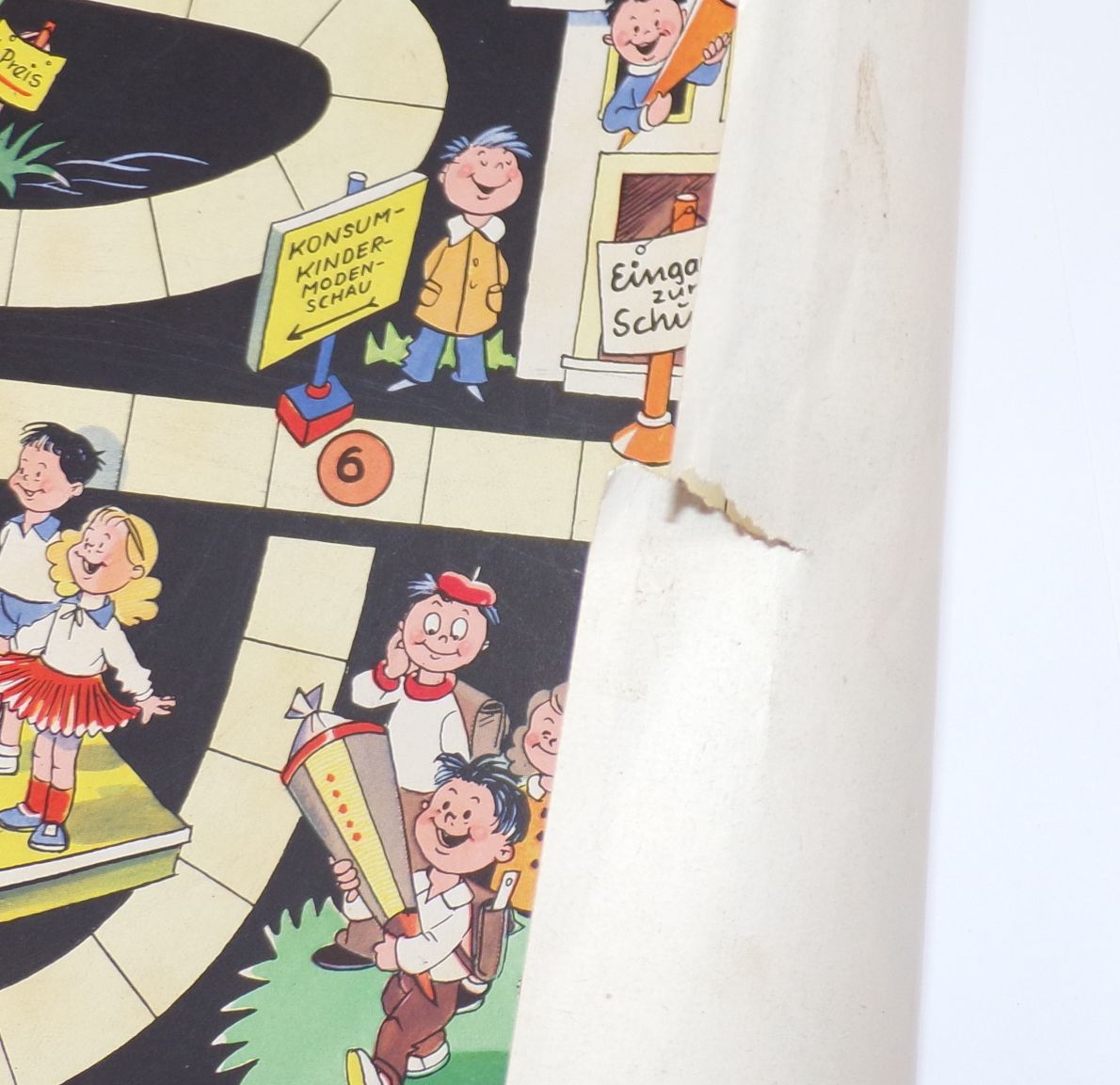 Konsum Spielbrett DDR Reklame 1956 Gesellschaftsspiel