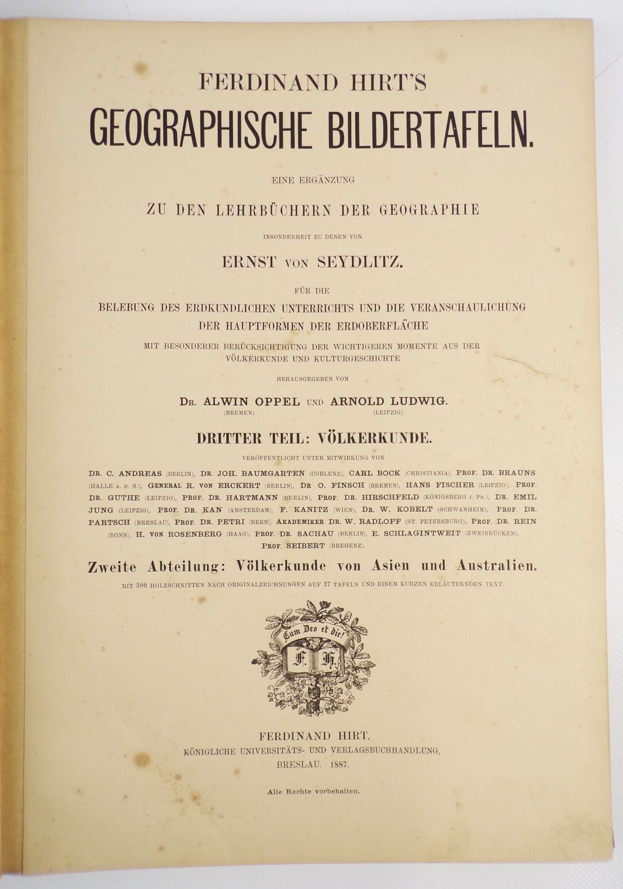 Ferdinand Hirts Geographische Bildertafeln 3 Bücher 1887 