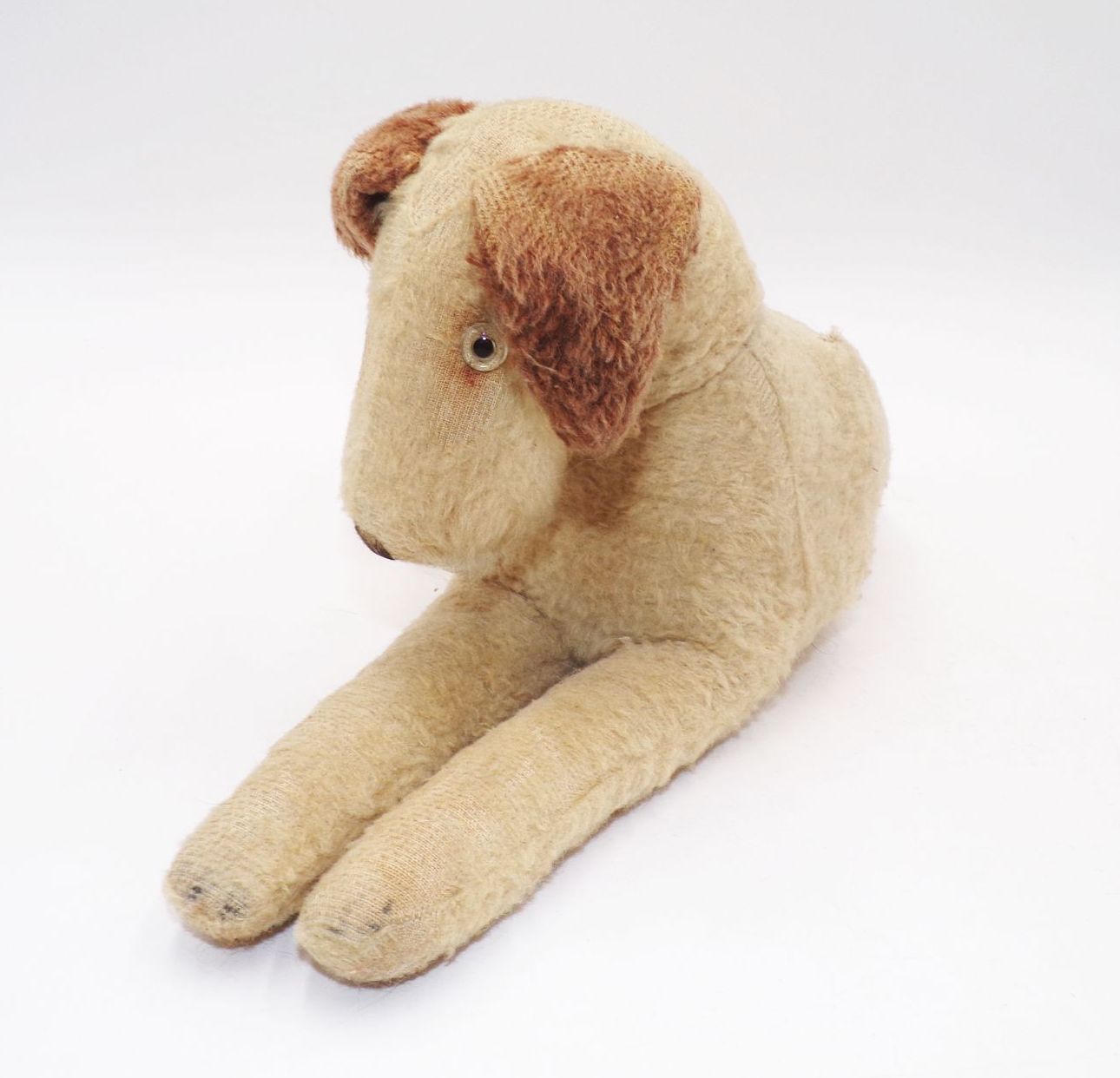Alter Foxterrier Holzwolle Antik mit Glasauge