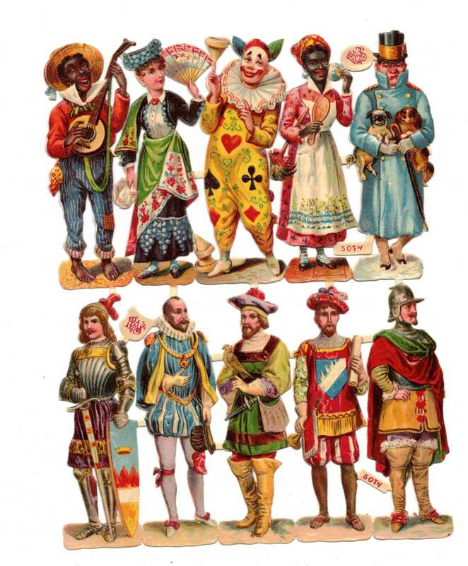 Oblaten Bogen No 5074 historische Kostüme Typen vor 1945 