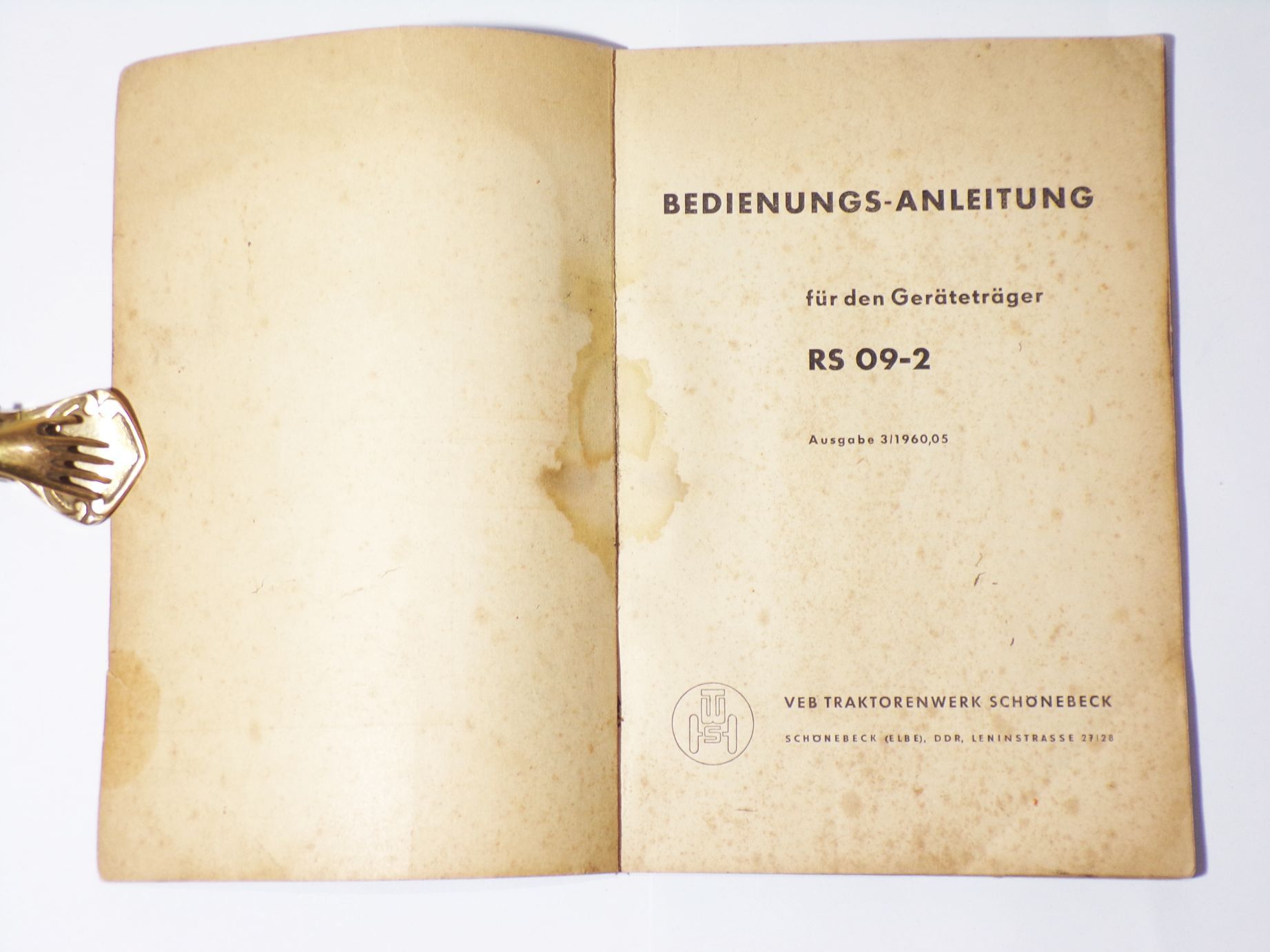 Geräteträger RS09 Bedienungsanleitung 1960 Original