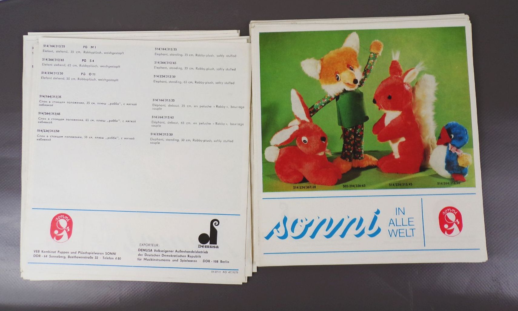 Sonni Katalog DDR Puppen Plüschspielwaren 1974 Sonni Katalog DDR Puppen Plüschspielwaren 1974