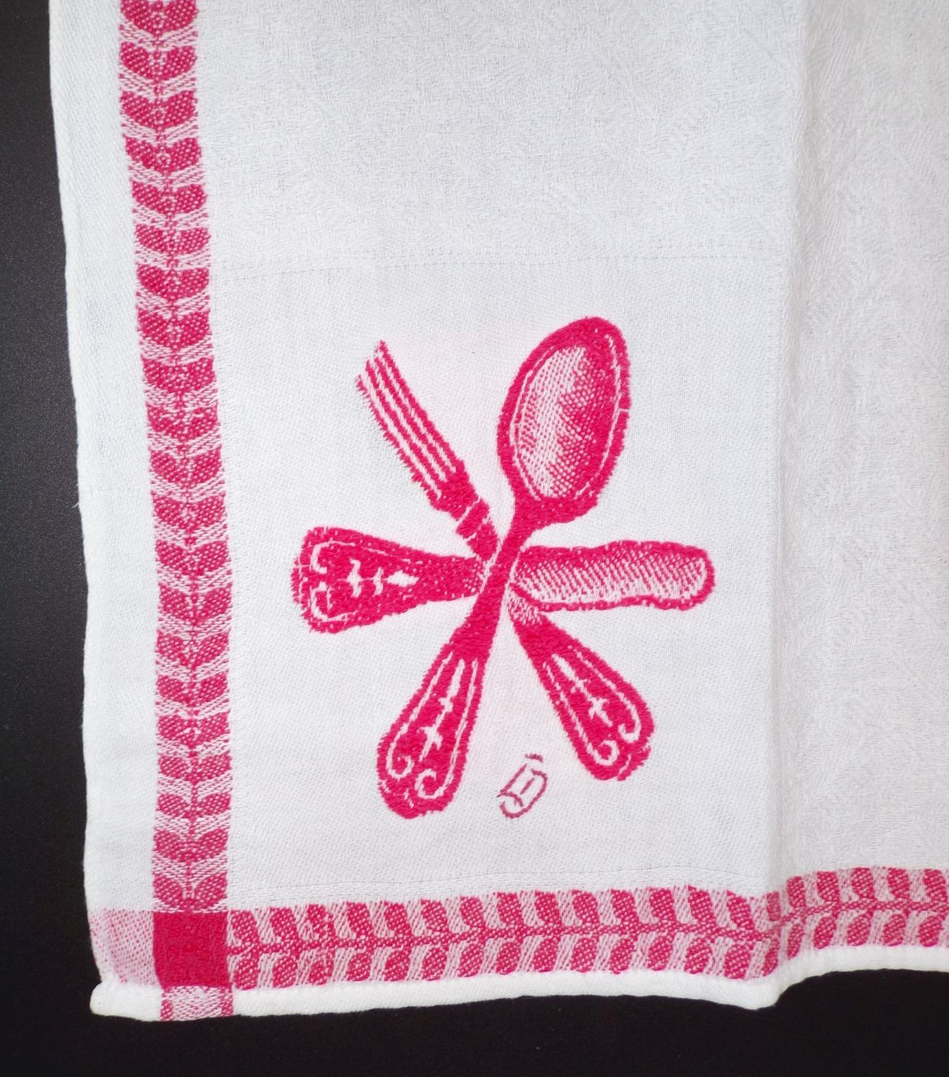 Altes Küchentuch Rot Weiß 51 x 54 cm Baumwolle evt Serviette