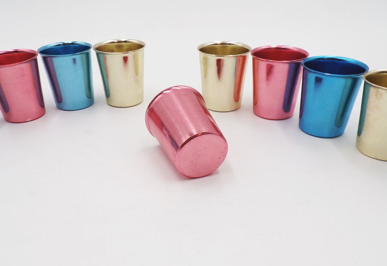 DDR Likörbecher bunt Metall Schnapsbecher Retro Deko