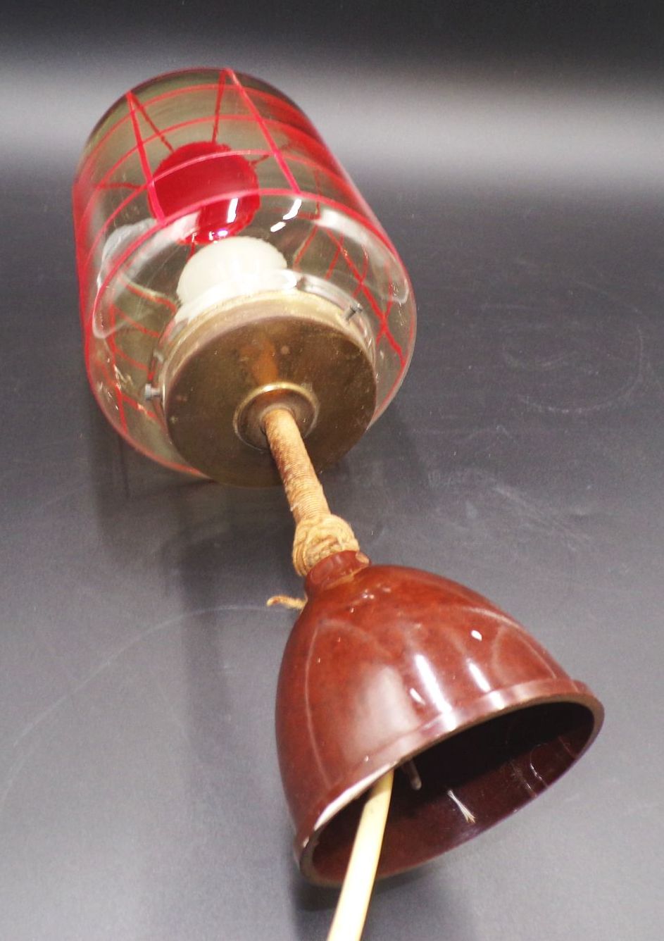 Alte Deckenlampe Liniertes Glas 40er 50er E27 Retro Look Alte Deckenlampe Liniertes Glas 40er 50er E27 Retro Look