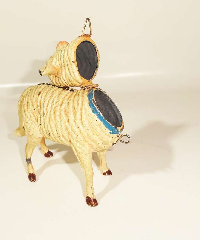 Uralte Spardose Schaf Lamm Zinn um 1900 Sparbüchse