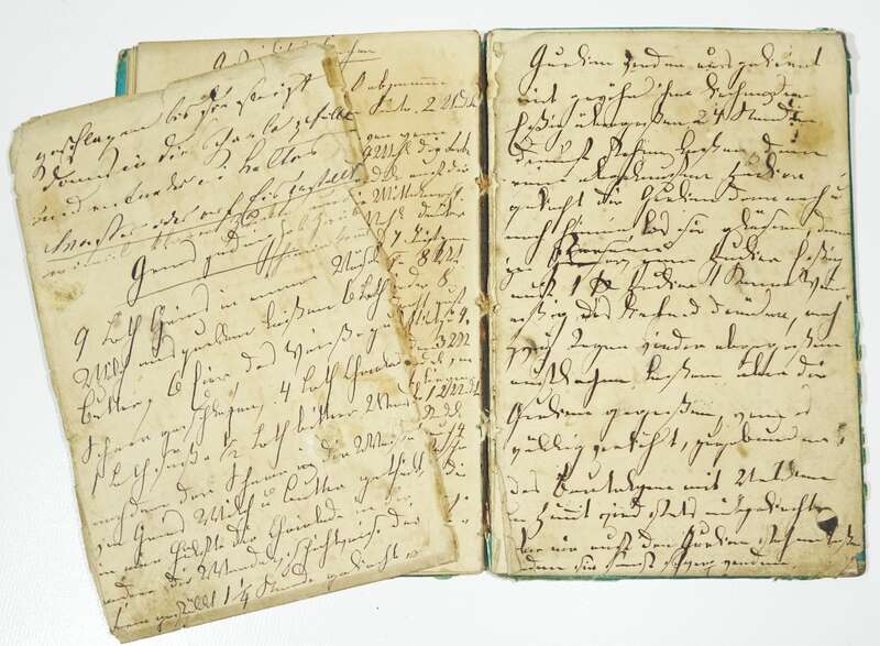 Handgeschriebenes Buch Rätsel Lieder Gebete Kochrezepte 1833