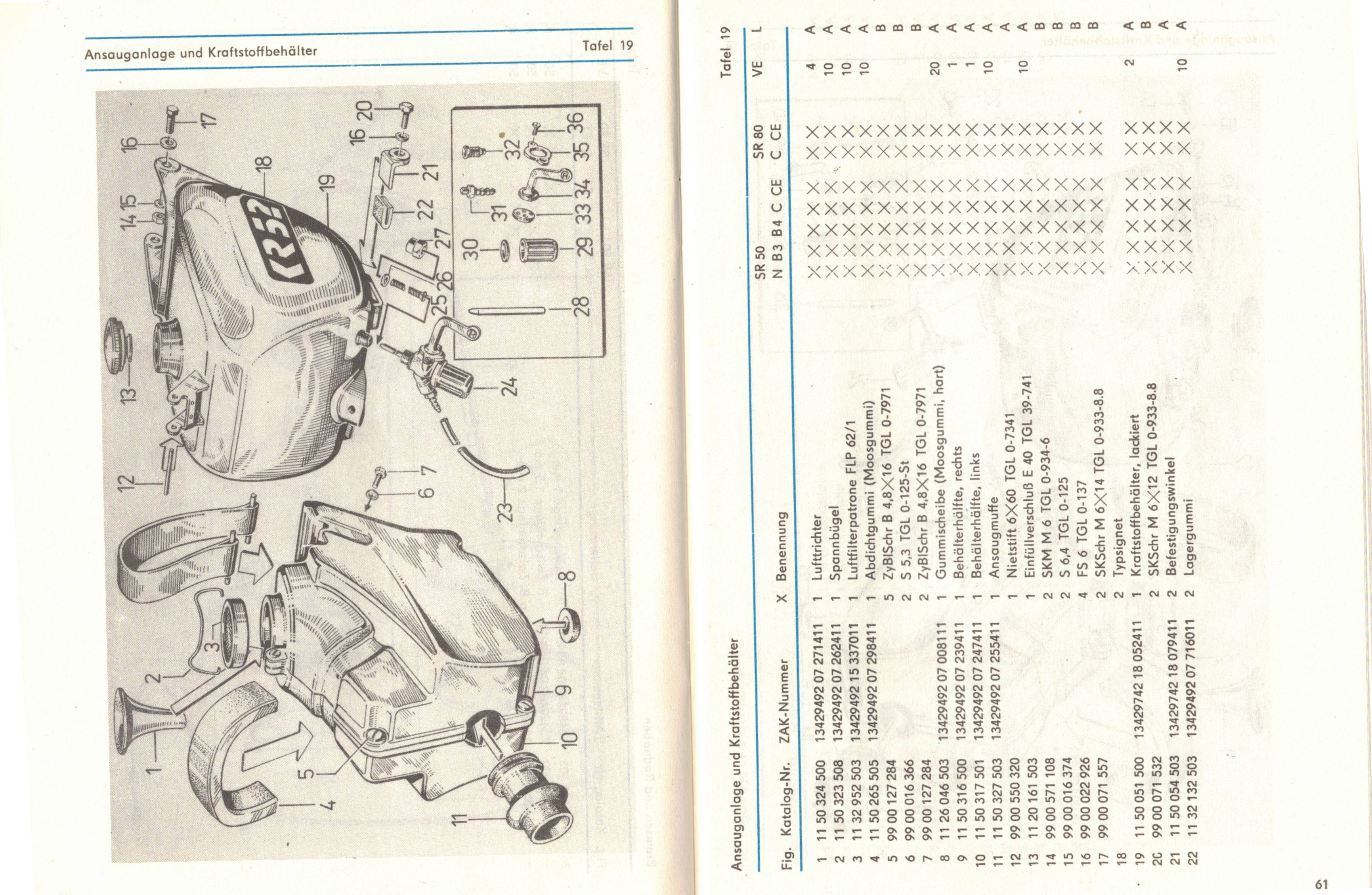 Ersatzteile Katalog für Simson Roller Typenreihe SR50 SR80 DDR Ausgabe 1985 