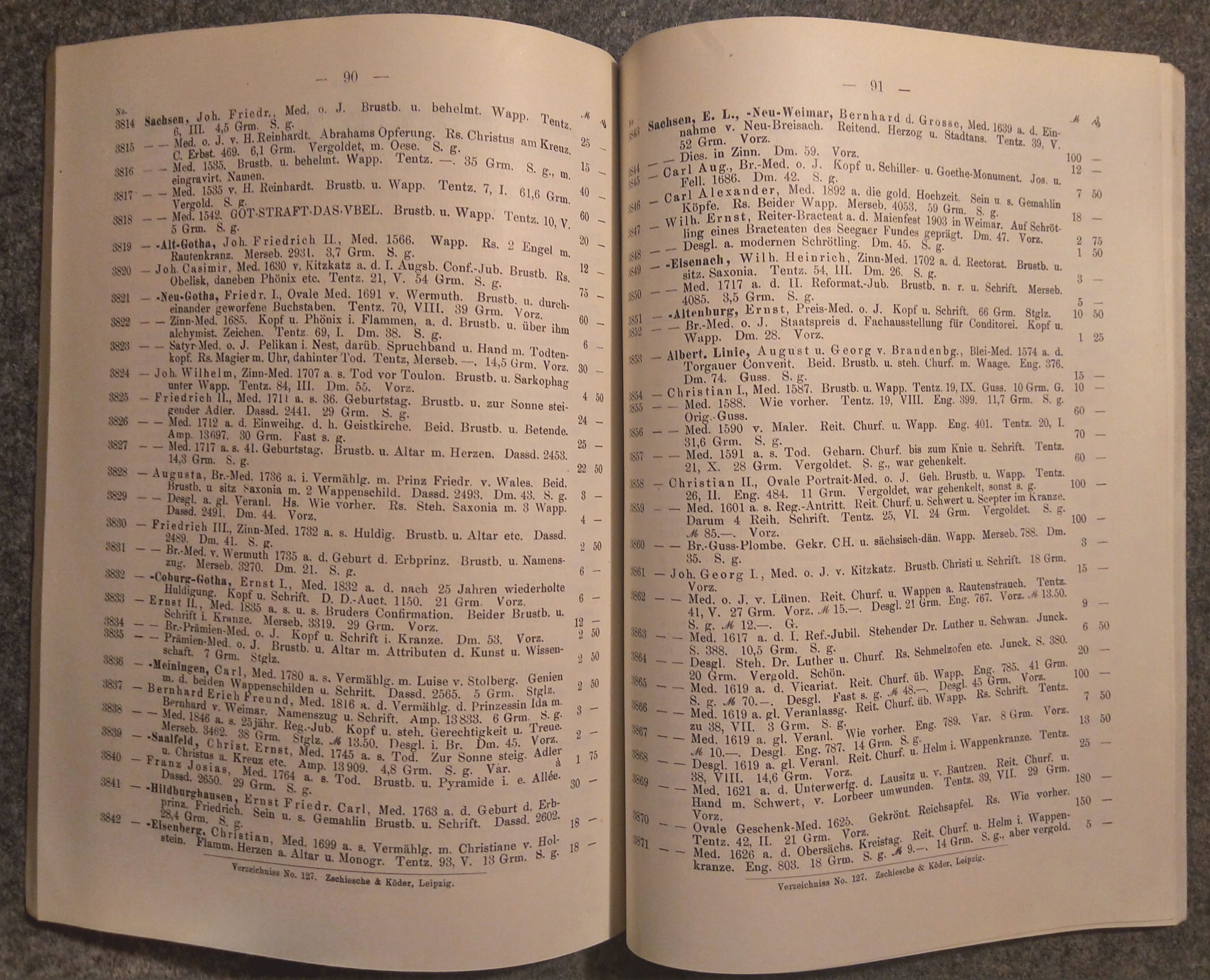 Auktion Katalog Verzeichnis verkäuflicher Münzen und Medaillen 1910 Auktion Katalog Verzeichnis verkäuflicher Münzen und Medaillen 1910