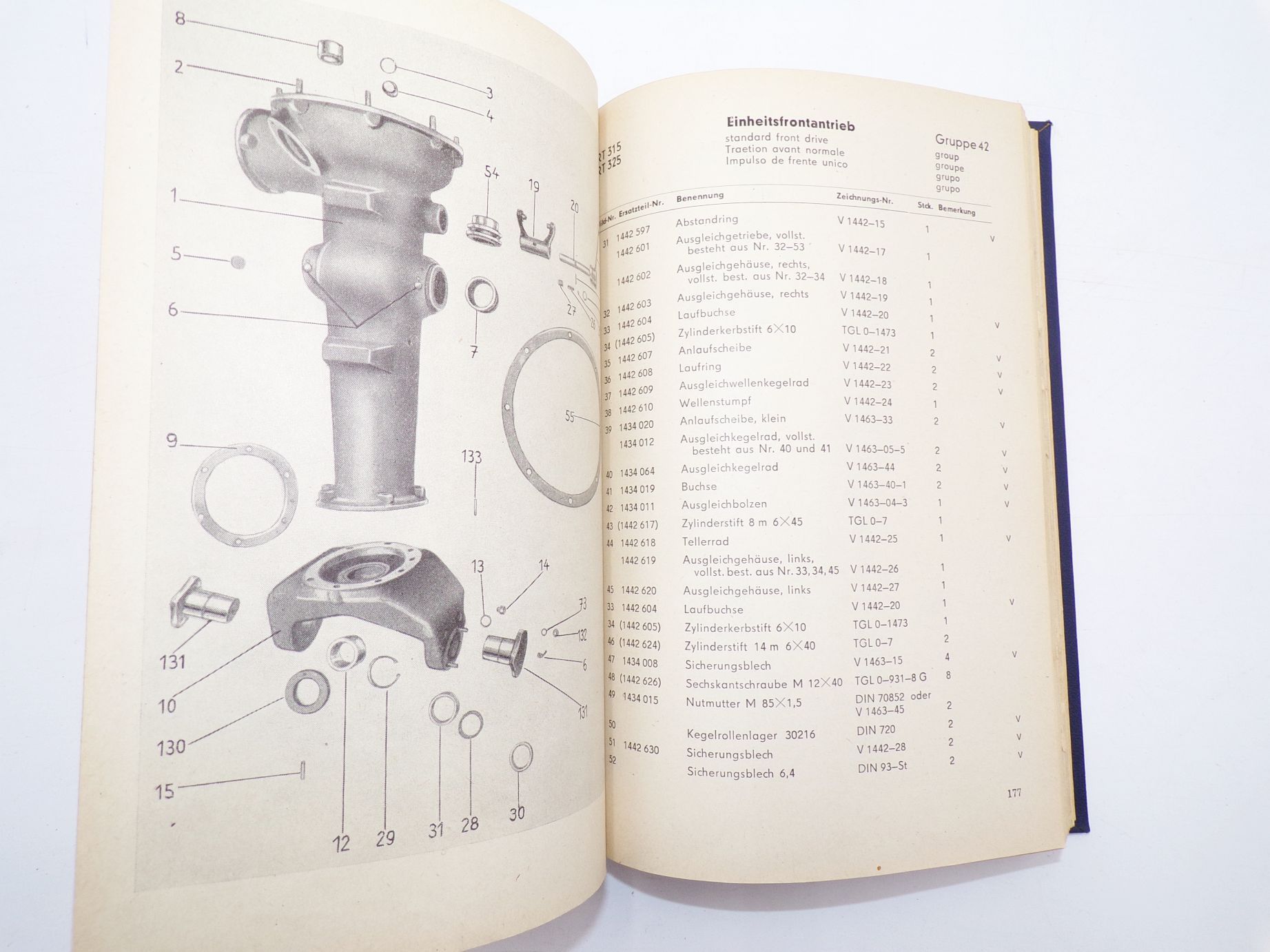 Ersatzteilkatalog Famulus 36 Type RT315 40 Type RT325 Nordhausen Original