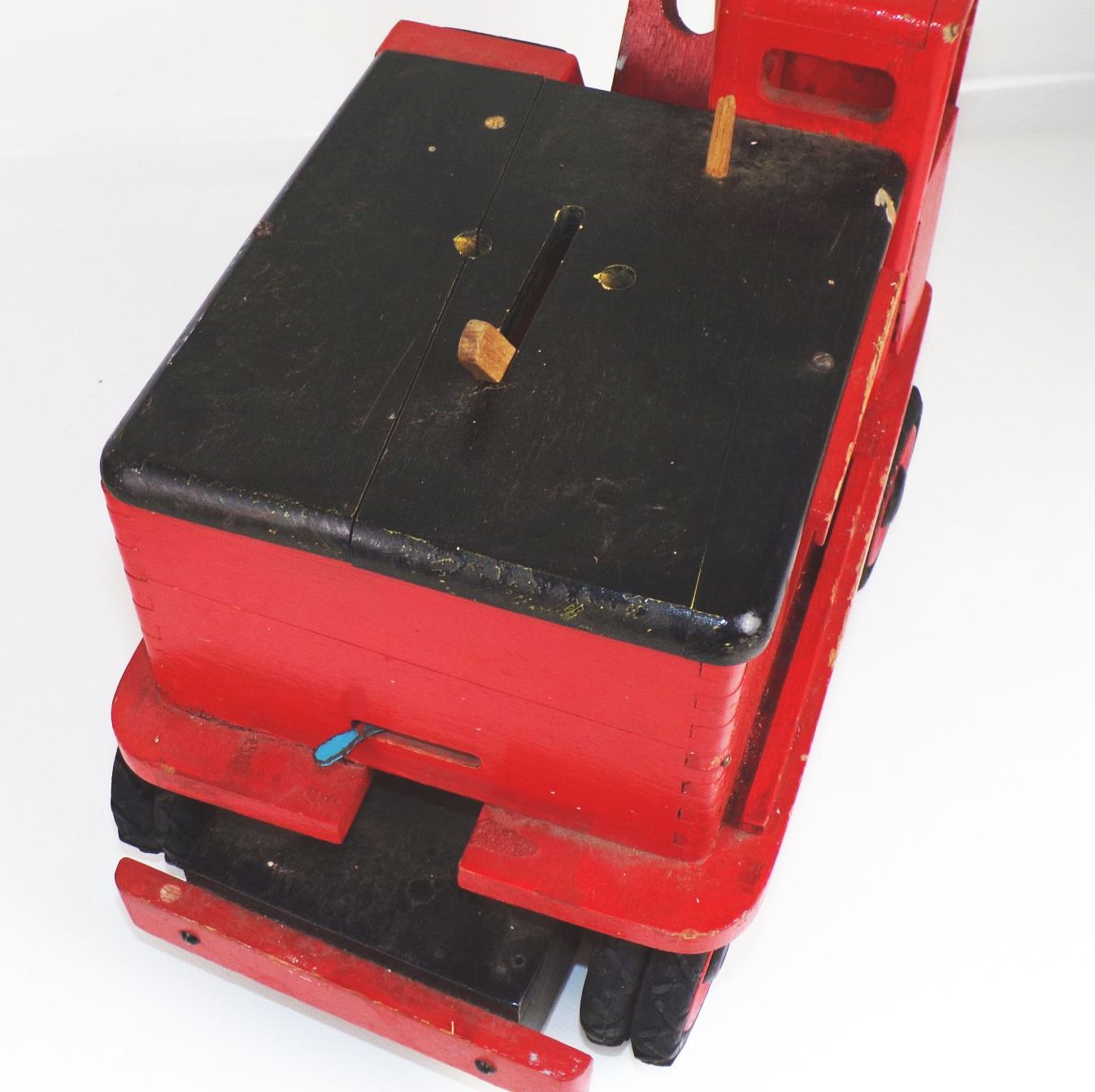 Alter Bagger DDR Holz Rot Drehbagger um 1960 Holzspielzeug