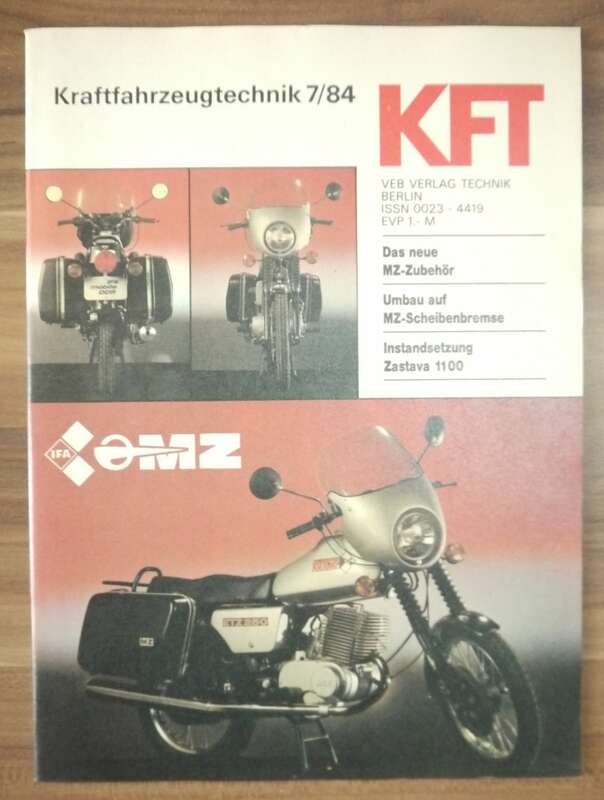 KFT DDR Zeitschrift Juli 1984 MZ Zubehör Umbau auf MZ Scheibenbremse VEB Verlag