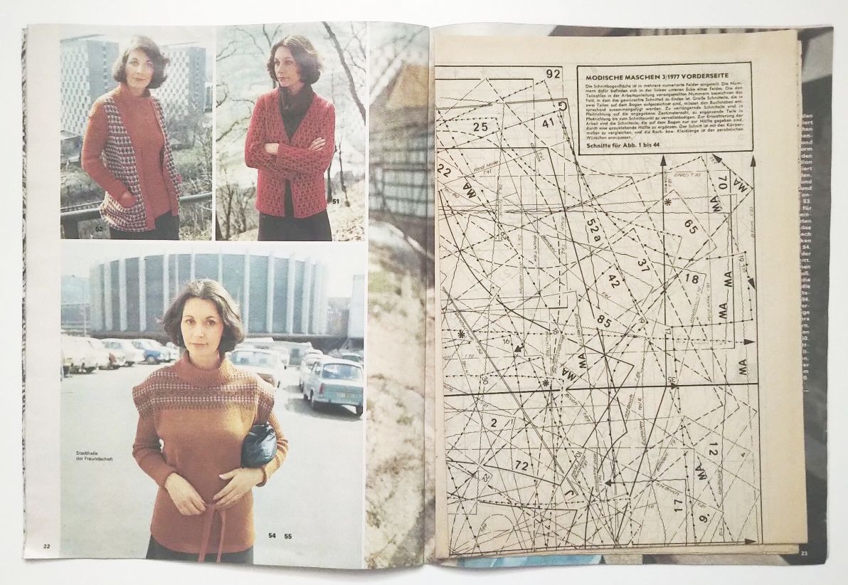 Modezeitschrift Modische Maschen DDR Nr 3 mit Schnittmuster Winter 1977 Modezeitschrift Modische Maschen DDR Nr 3 mit Schnittmuster Winter 1977