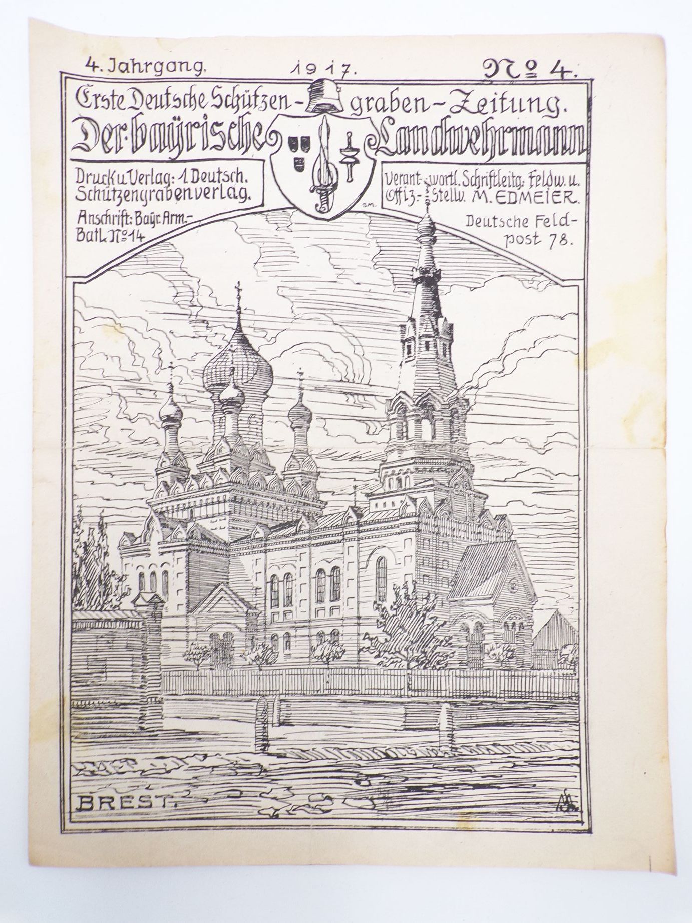 Erste deutsche Schützengraben Zeitung Der bayerische Landwehrmann 1917 No 4