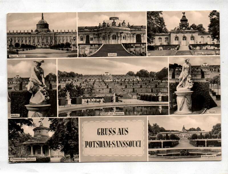 Ak Gruß aus Potsdam-Sanssouci Palais Schloß Neue Kammern Merkur Terasse Chinesisches Teehaus DDR