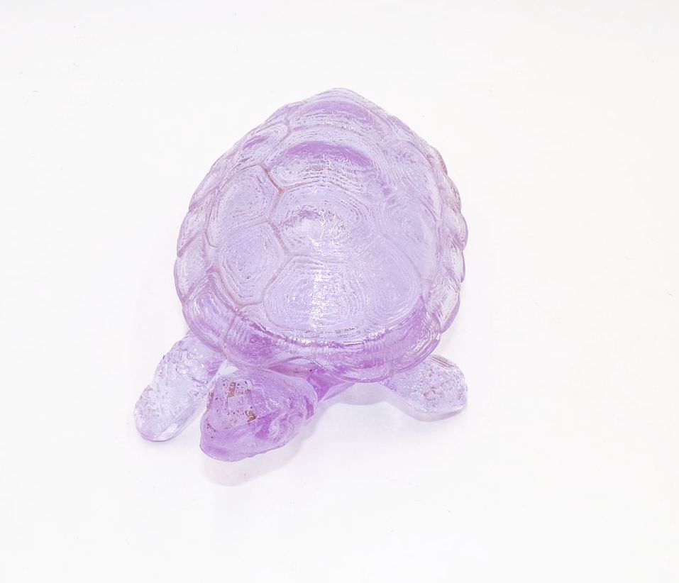 Alte Schildkröte Glas Schmuckdose Glaschale Violett Vintage