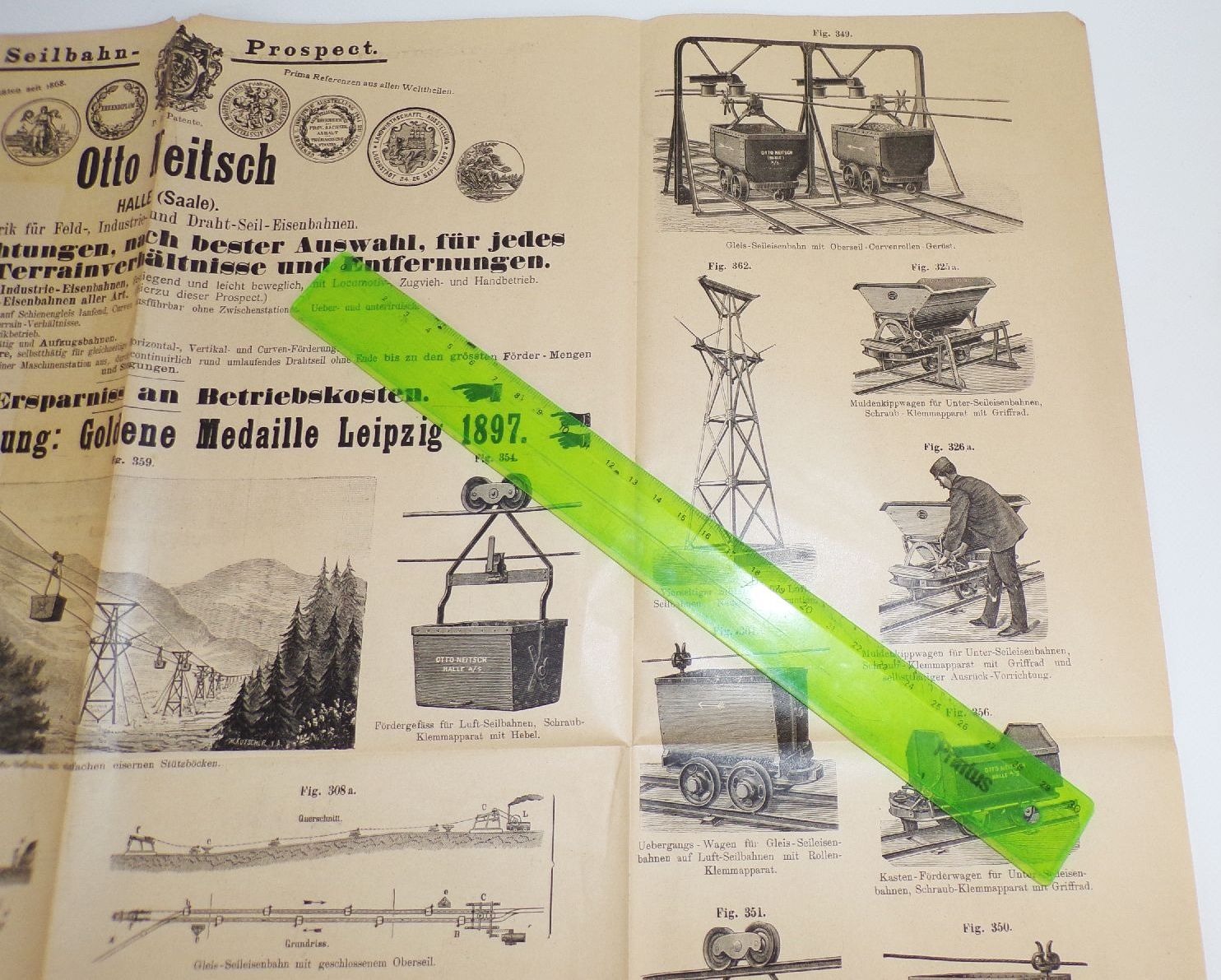 Seilbahn Plakat Otto Neitsch Halle Saale Aushang um 1898 Transport Eisenbahn 